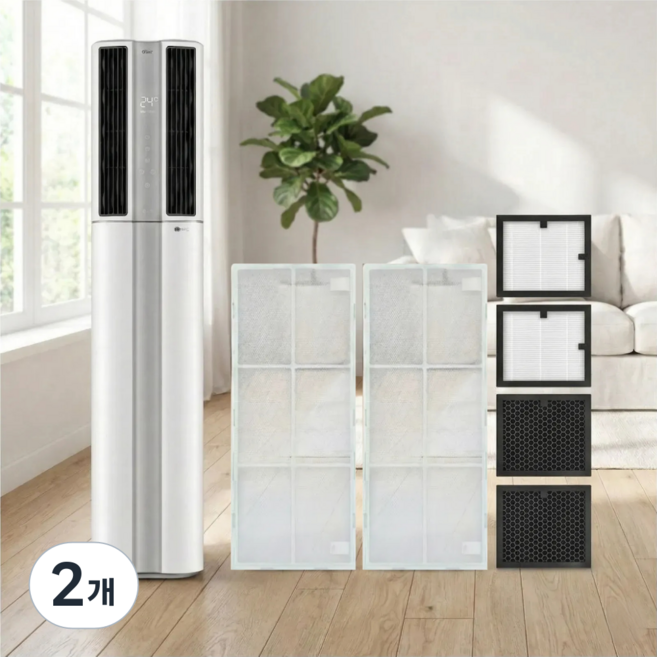LG 엘지 에어컨 휘센 2in1 듀얼 호환 필터 스탠드형 초미세필터2P+미니필터2P+스모그탈취필터2P, 2개, 프리미엄세트