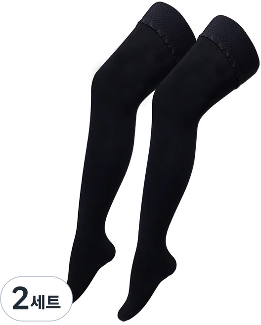 메디지아 의료용 허벅지 발막힘 압박스타킹 압박밴드 블랙, 허벅지형, 2세트