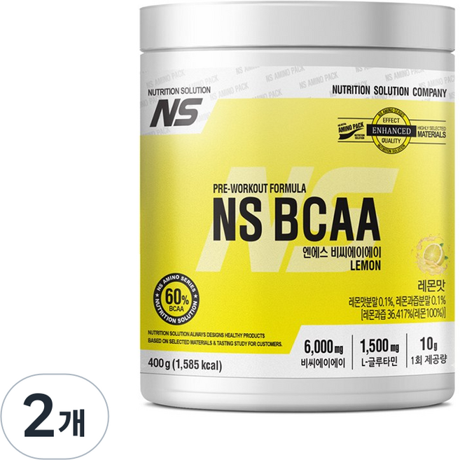 NS BCAA 레몬맛 아미노산 보충제, 2개, 400g