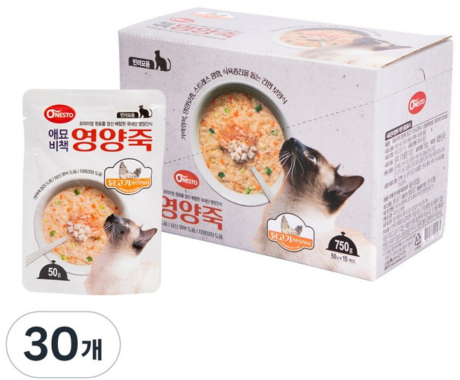 펫퍼스 애묘비책 영양죽 고양이죽 사료 보양식 닭고기 참치 연어 가쓰오부시, 30개, 50g, 닭고기+가쓰오부시