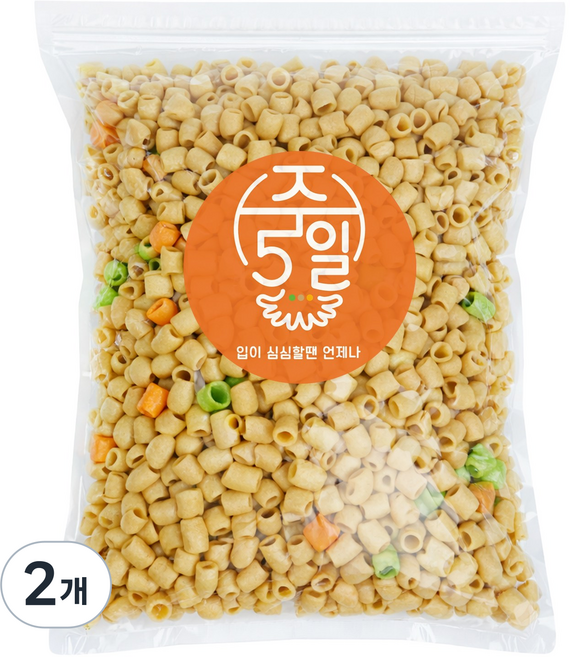 [주5일] 마카로니 뻥튀기 지퍼백포장 제습제동봉 손가락과자, 2개, 300g