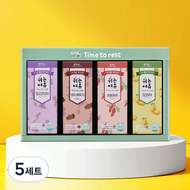 [본사직영] 다예 쉬는여유 따뜻한목소리 4종(60티백) 차 선물세트+쇼핑백(도라지차 생강계피차 오미자차 모과차), 5세트, 60개입