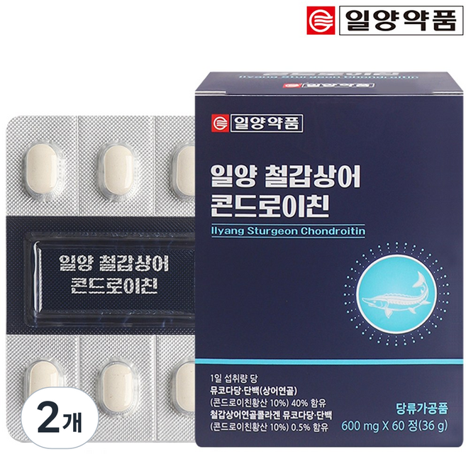 일양 철갑상어 콘드로이친 뮤코다당 단백 상어연골 콜라겐 정, 2개, 60정