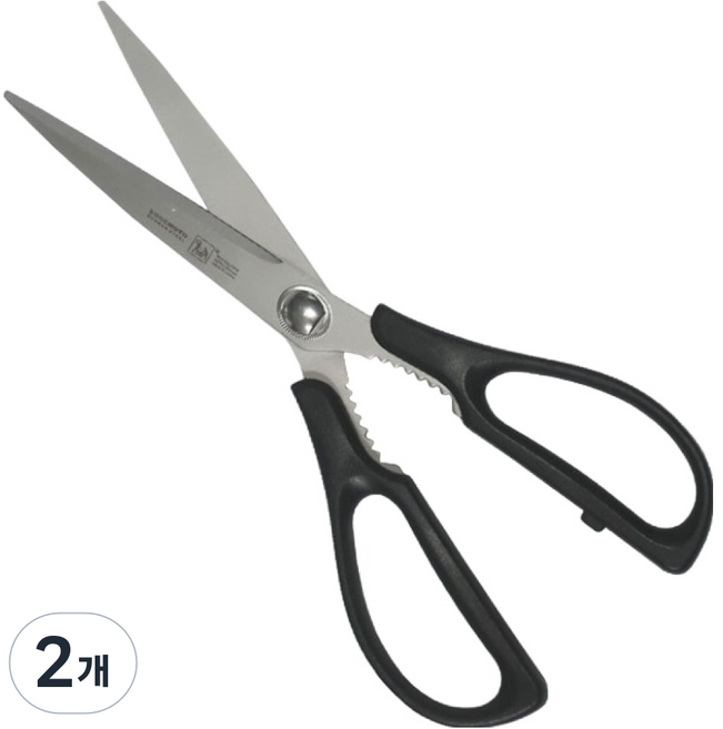 럭키라이프 고강도스텐으로 녹슬지않는 고급 주방가위, 2개, 블랙