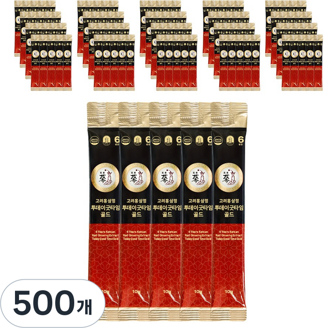 풍년보감 6년근 고려홍삼정 진액 투데이굿타임 골드 홍삼스틱 벌크포장, 10g, 500개