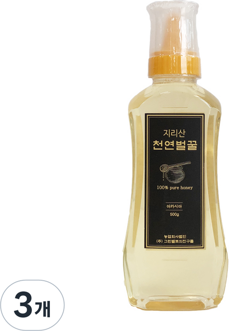 자연에서 온 지리산 자연벌꿀 자연산 아카시아꿀, 500g, 3개