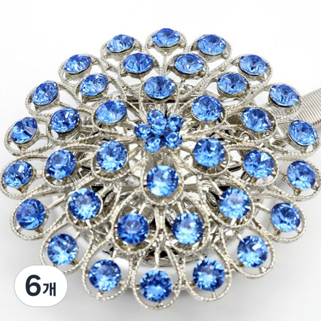 1+1 크리스탈 커튼집게 커튼홀더 타이백 자석 커튼홀더 인테리어, 6개, 오션