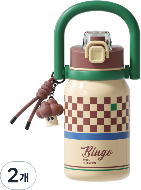 시다가르 대용량 빨대 스테인리스 텀블러 차량 탑재 휴대용 보온 보랭 컵, 2개, 1000ml, 옐로