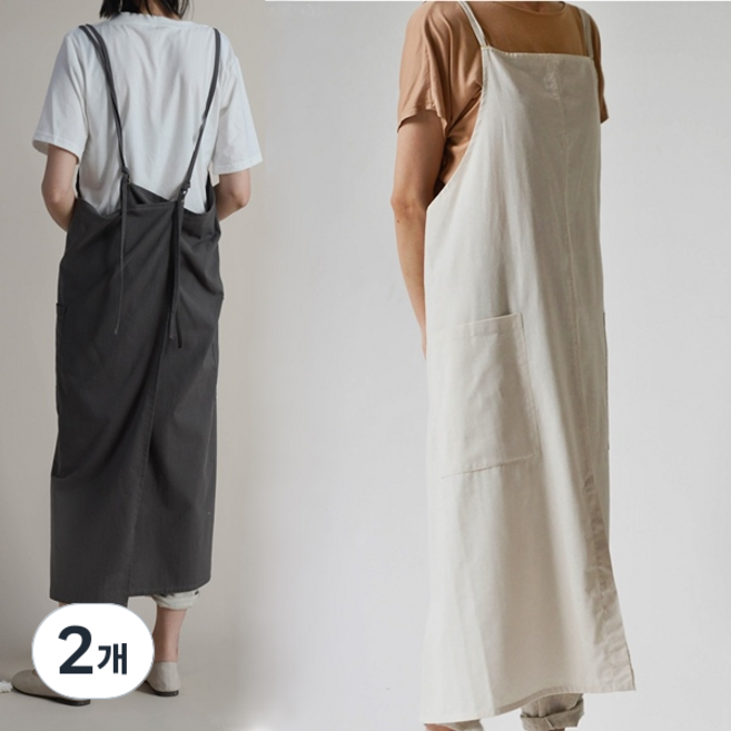 jh 순면 스트링 롱 앞치마 방수원단 (4컬러), 아이보리 스트링, 2개