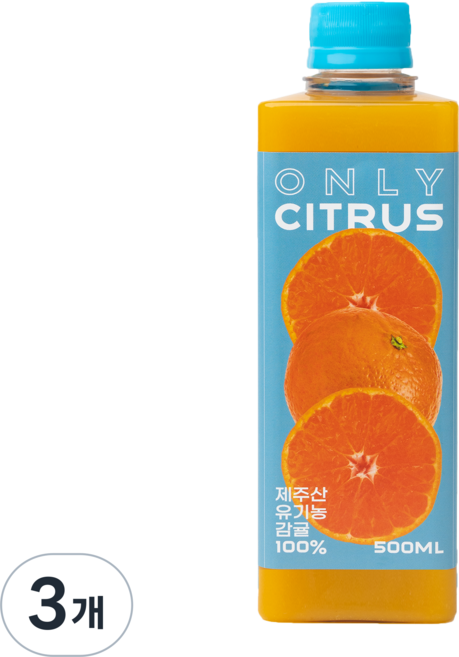 귤메달 제주 유기농 감귤주스 / 100% NFC 착즙, 3개, 500ml