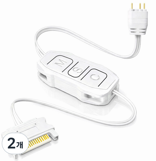 화이트 ARGB 컨트롤러 5V 3핀 SATA 전원 LED조명 케이블, 415mm, 2개