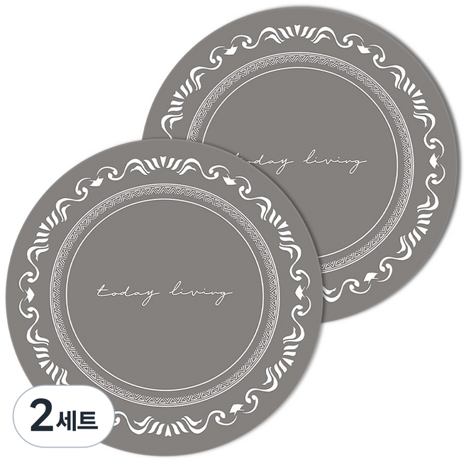 인덕션 보호 매트 원형 내열 스크래치 방지 패드 실리콘 냄비받침, 차콜그레이, 2세트