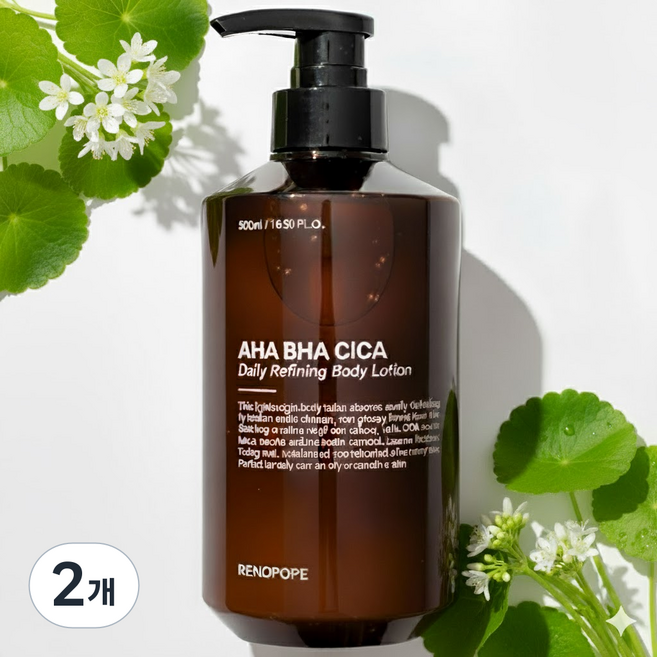 레노포프 AHA BHA CICA 바디로션 모공각화증 닭살피부 등드름 각질케어 시카진정 고보습, 2개, 500ml