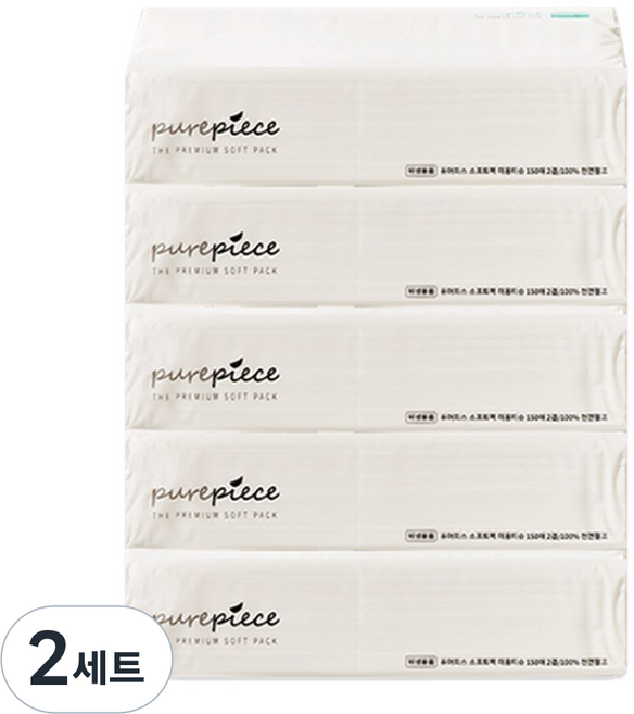 퓨어피스 뽑아쓰는 소프트팩 미용티슈 2겹, 5개입, 2세트