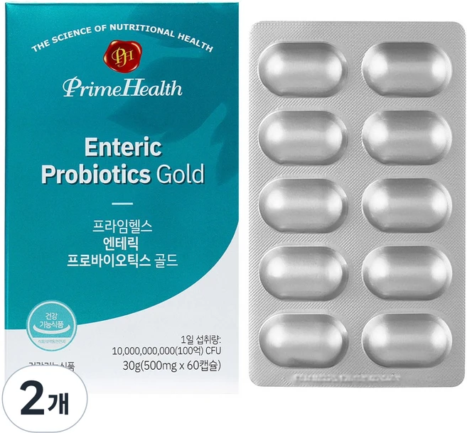 프라임헬스 엔테릭 프로바이오틱스 골드 유산균, 2개, 60정 - 쿠팡