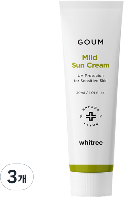 휘트리 고움 마일드 선크림 / 혼합자차 백탁NO 끈적임NO 순한 자외선차단제, 3개, 30ml