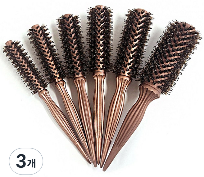 [대한민국 20년 헤어전문브랜드] CELLREBORN 롤빗 프리미엄 돈모 롤 포킹 브러시, 3개, 코퍼에디션 3호
