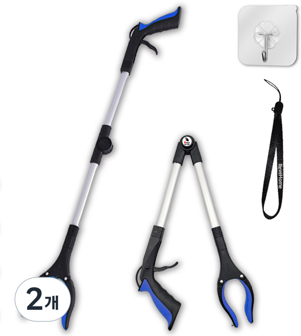잡아바 접이식 다용도집게 청소 플로깅 신발 쓰레기 집게, 파란색, 2개
