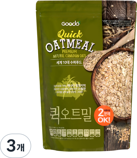 구도 퀵오트밀, 1kg, 3개