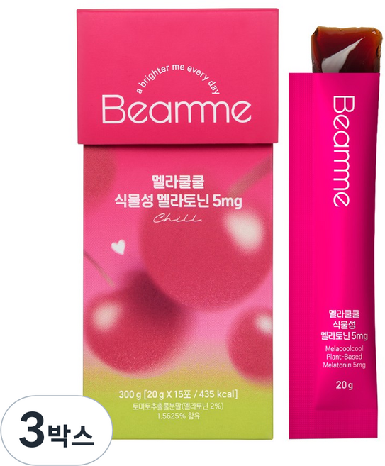 빔미 멜라쿨쿨 식물성 멜라토닌 5mg 고함량 타트체리 스틱 젤리, 3박스, 20g