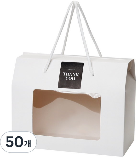 드림팩토리 접이식 투명창 손잡이상자(중), 50개, 화이트