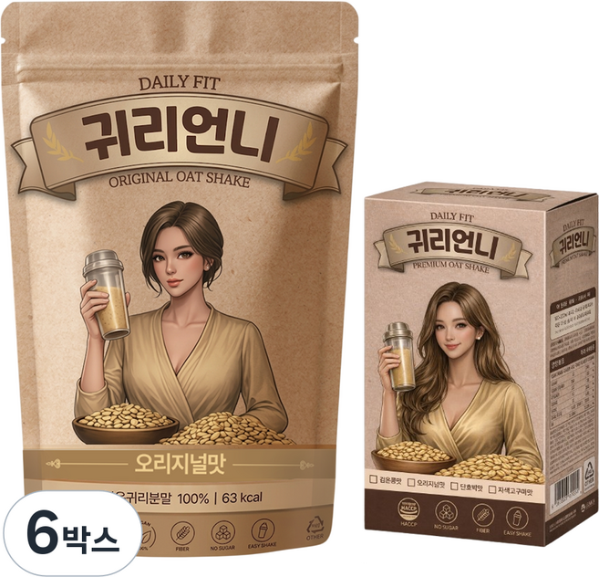 귀리언니 오리지널맛 쉐이크 파우치 귀리 선식 미숫가루 식사대용 간편식 저당 7개입, 6박스, 140g