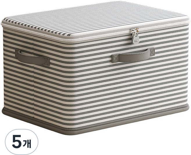 엘라리빙 패브릭 자물쇠 리빙박스 접이식 수납함, 5개, 회색