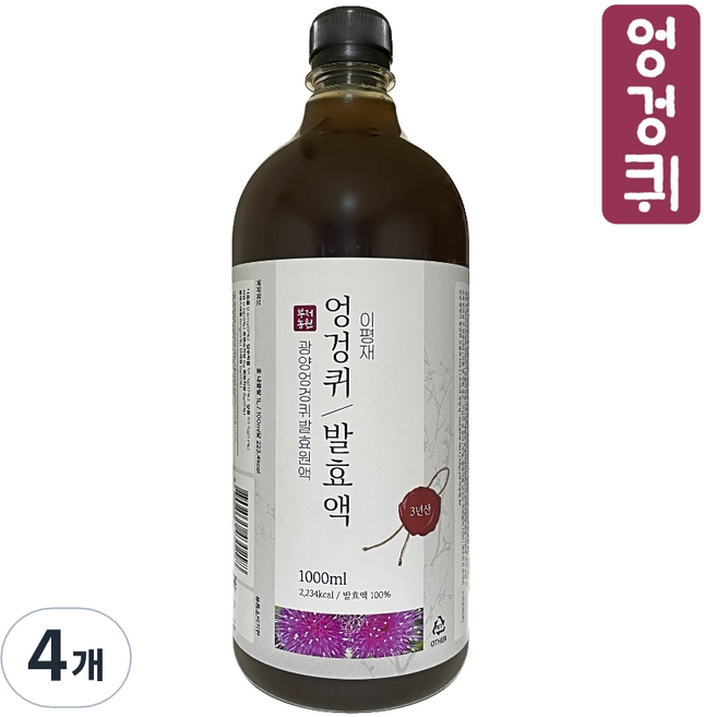엉겅퀴 발효 원액 효소 3년 자연 숙성 발효액 액기스 엉겅퀴청 수제청, 4개, 1L