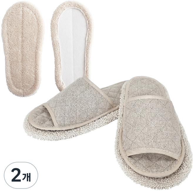 필굿리빙 극세사 청소슬리퍼+리필, 2개, 아이보리