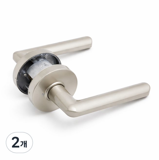 100% 국산 항균 도체 플러스 녹 변색없는 방문손잡이 레버 도어락 시공편리, 2개, 무광그레이