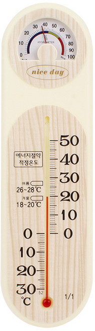 온습도계 나이스데이 무늬목 롱타입, 나이스데이 무늬목 온습도계 롱타입, 1개