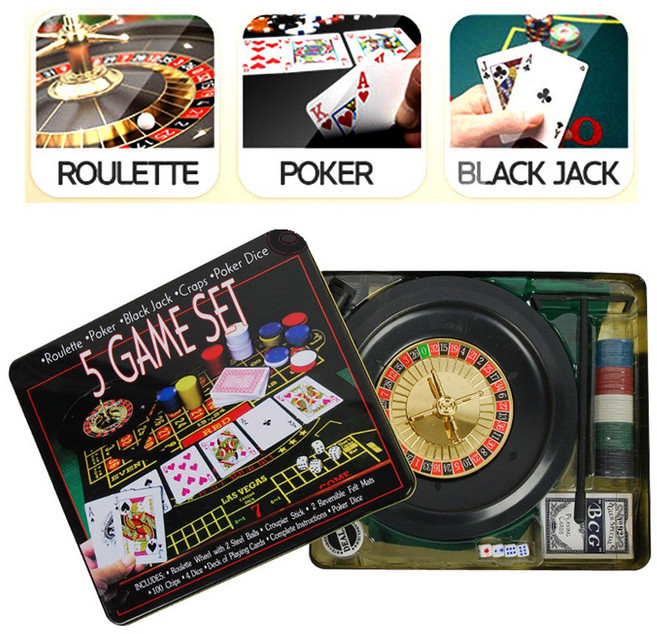 럭키유통 카지노 게임 5종세트, 혼합색상, 1개