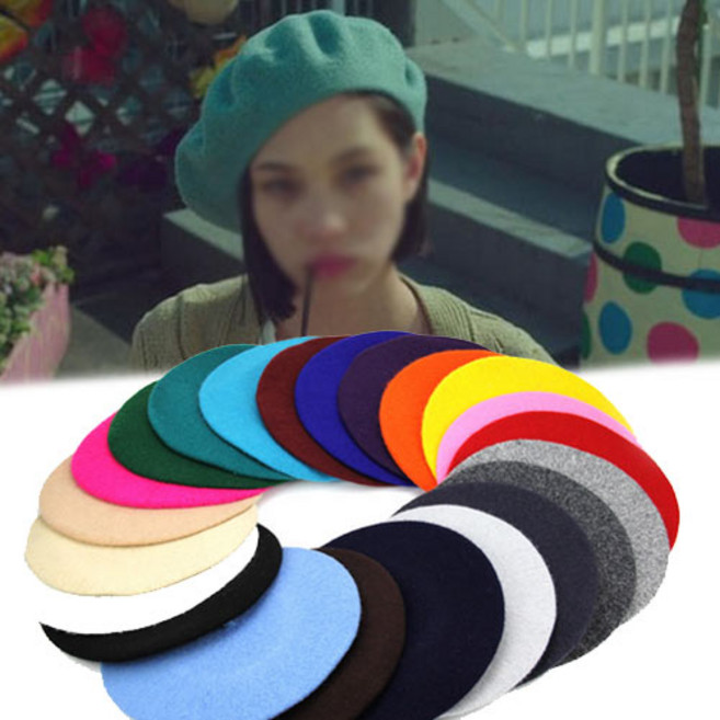 di 컬러풀 울100% 베레모 빵모자 팔각모자