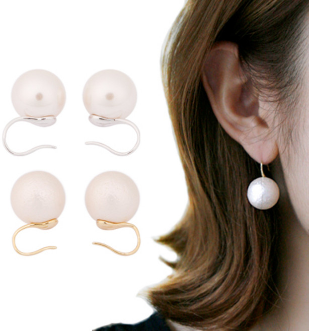 바이진주리본 고리진주귀걸이E 패션 귀걸이