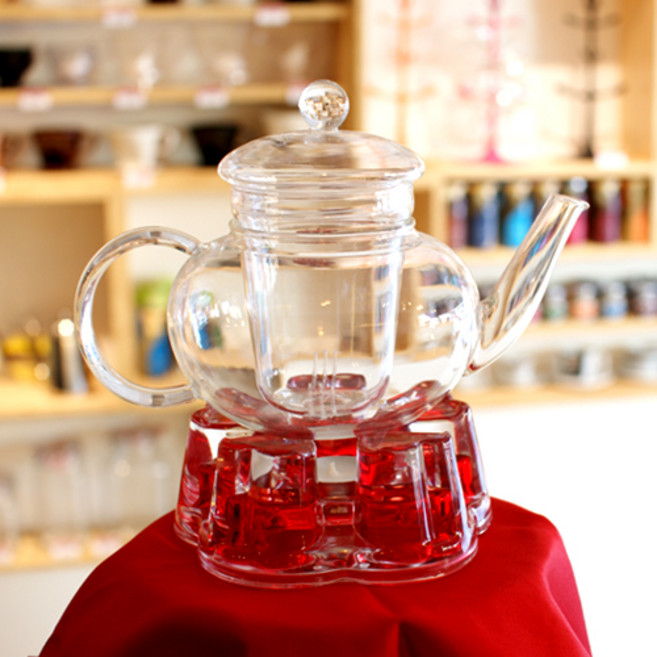 comac chicao 유리티포트 세트, 유리티포트900ml + 레드티워머대, 1개