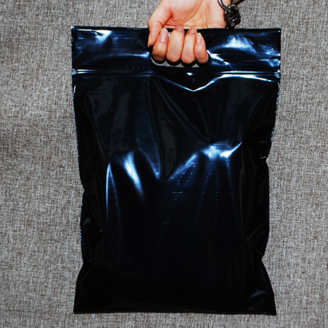[비닐쇼핑백/지퍼백] 손잡이지퍼백 검정, 1개입, 50개