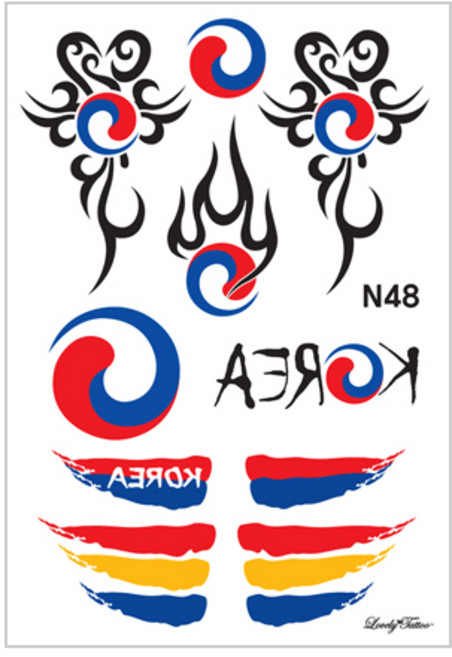 찾던디자인 여기 다있었네 러브리타투 타투스티커, N048 대한민국타투2, 1개