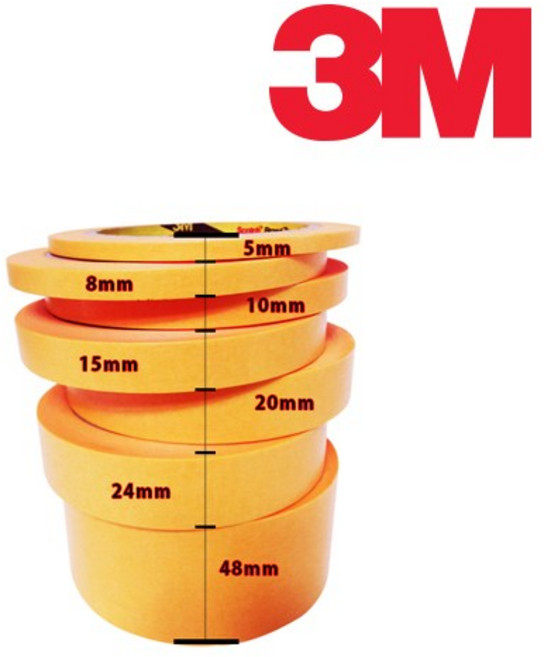 3M 244 내열 종이 마스킹테이프 오렌지색 길이50M