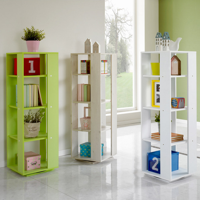 퍼니아트 360도 회전 다용도 책장 완제품, 화이트