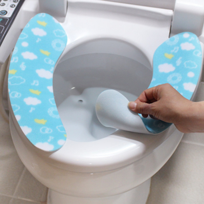 코쿠보 세탁가능 붙이는 변기 시트, 블루, 1개