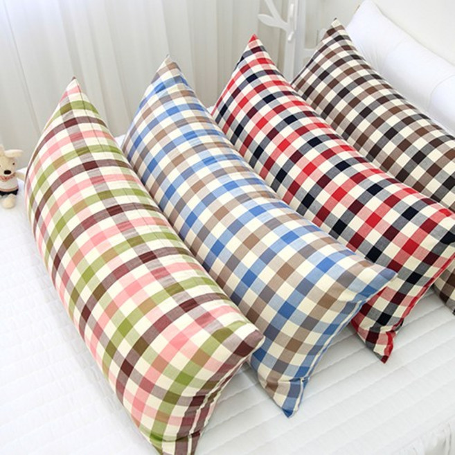 베드앤데코 피크닉선염체크 등쿠션(솜포함), 레드