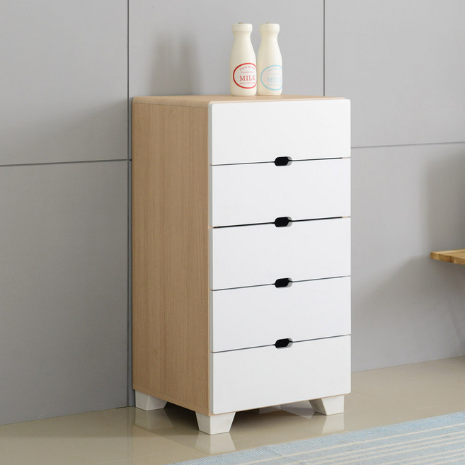 제이디퍼니처 로미발통 5단 협탁 서랍장, 메이플화이트