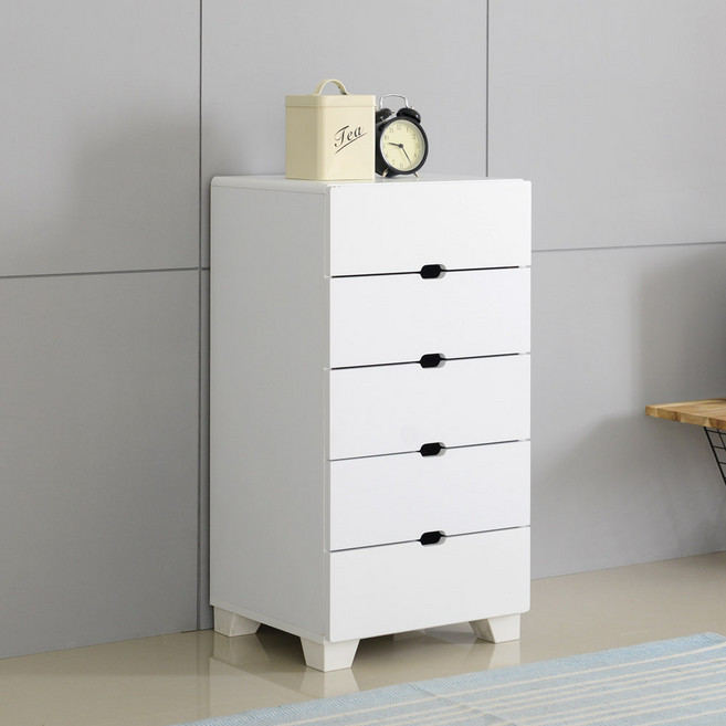 제이디퍼니처 로미발통 5단 협탁 서랍장, 화이트