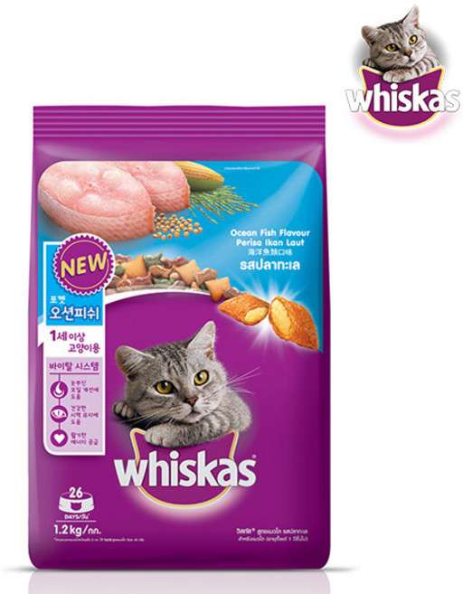 위스카스 고양이 건식사료, 1.2kg, 2개