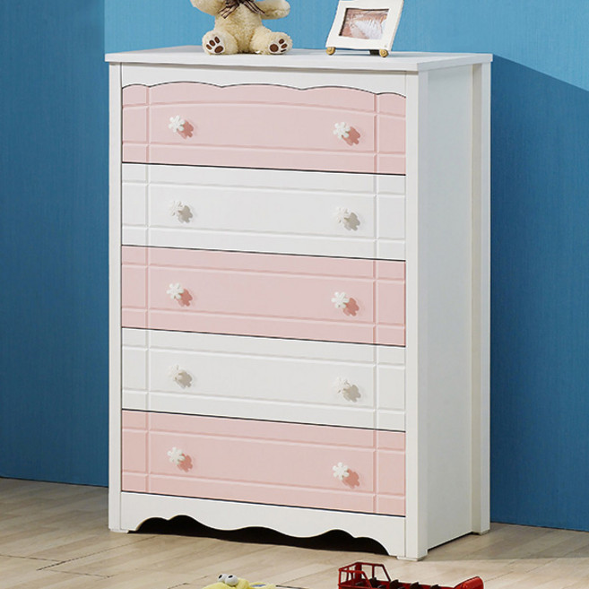 미자크 쎌리나 5단서랍장 / 수납장 주니어 키즈 어린이 틈새서랍장 800 600, 핑크화이트(800), 핑크화이트