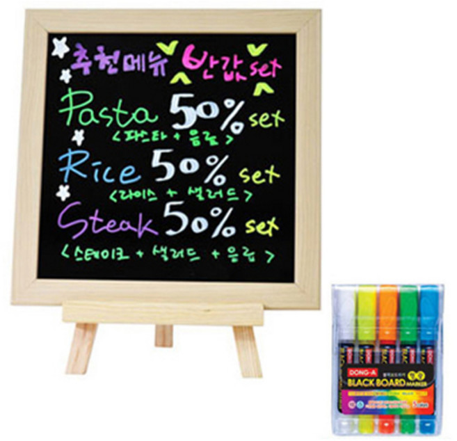 더블베이스 미니블랙보드+미니이젤+5색마카, MB02 미니블랙보드+미니이젤+5색마카