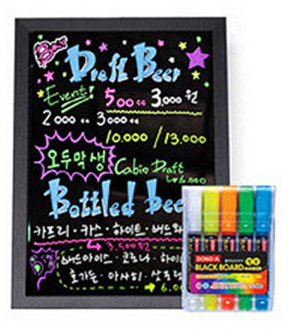 더블베이스 블랙보드+동아5색 마카, 60*90cm