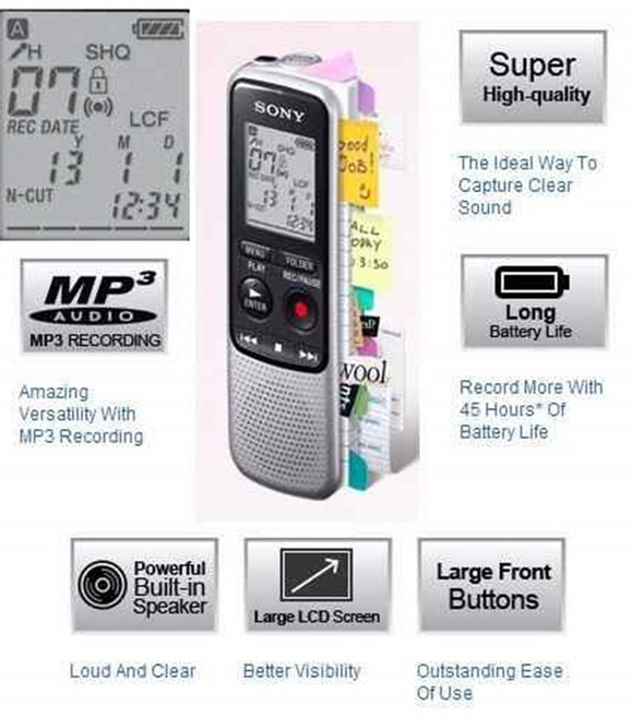 소니 보이스레코더 4 GB, ICD-BX140, 혼합 색상