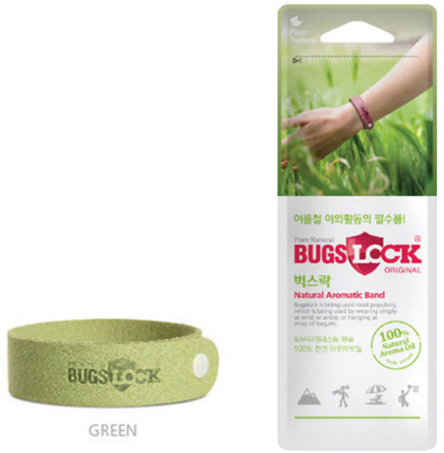 벅스락 방향밴드 모기기피 밴드 그린 4개, 1세트