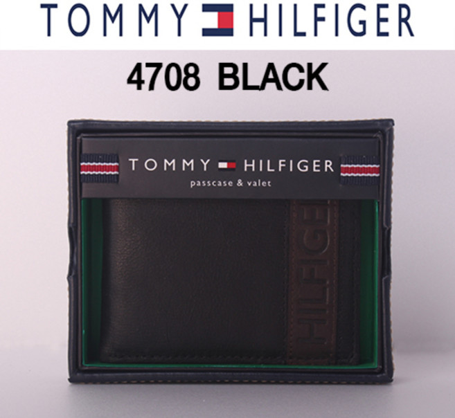 [TOMMY] 미국 직수입 타미힐피거 가죽지갑 4708 Black